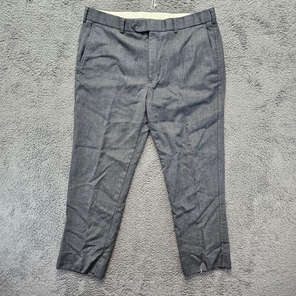 Brooks Brothers Regent Dress Pants 36x27 Gray Wool Flat Front